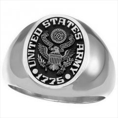 silver army signet ring with army emblem from military online shopping