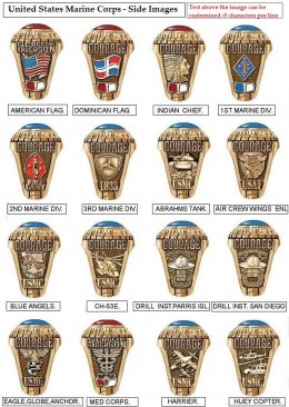 selection of side emblems for marine corps rings