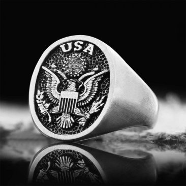 sterling silver military eagle ring